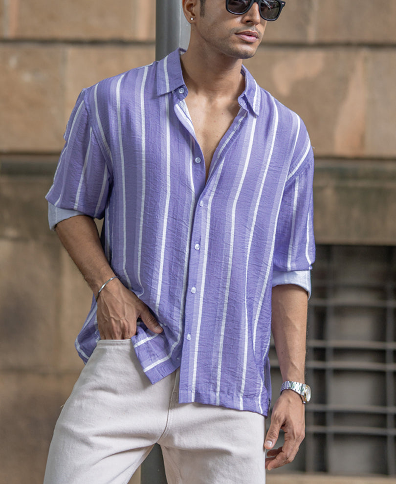 Lavender Stripe Print Shirt.