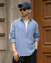 Blue Stripe Shirt With Contrast Back 100% Cotton