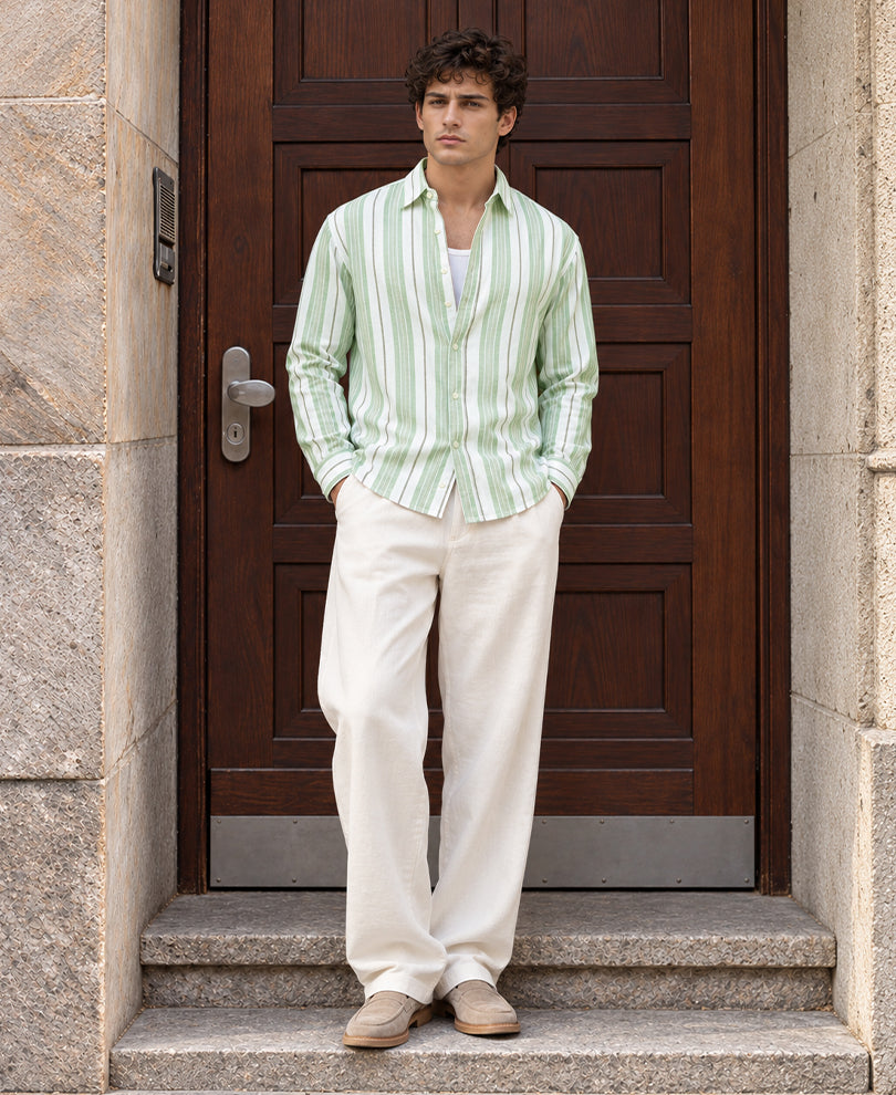 Green Strucured Stripe Shirt