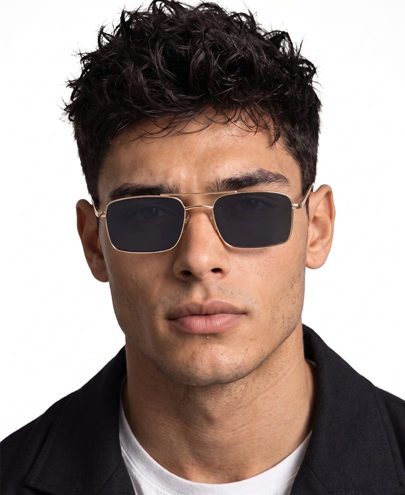 Gold Rectangle Sunglasses