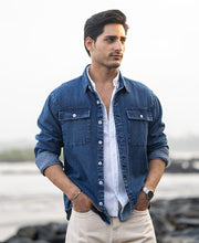 Dark Blue Washed Denim Full Sleeves Shirt.