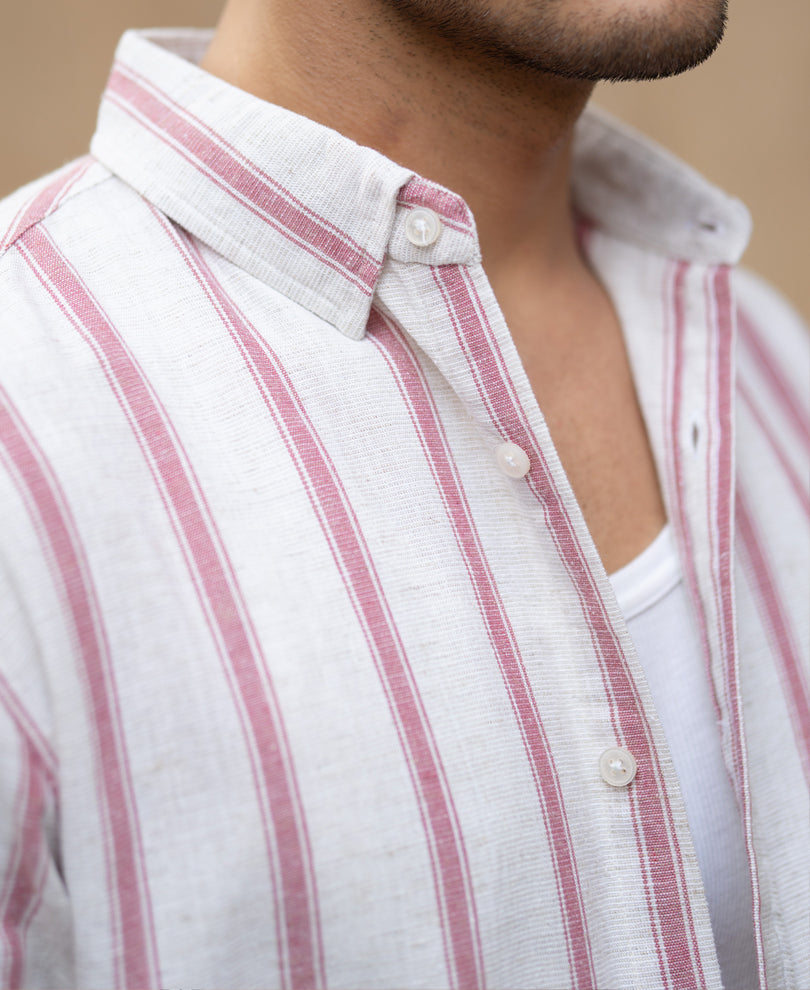 Pink & Natural Stripe Shirt.