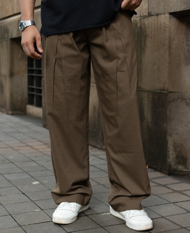 Brown Pleated Trousers
