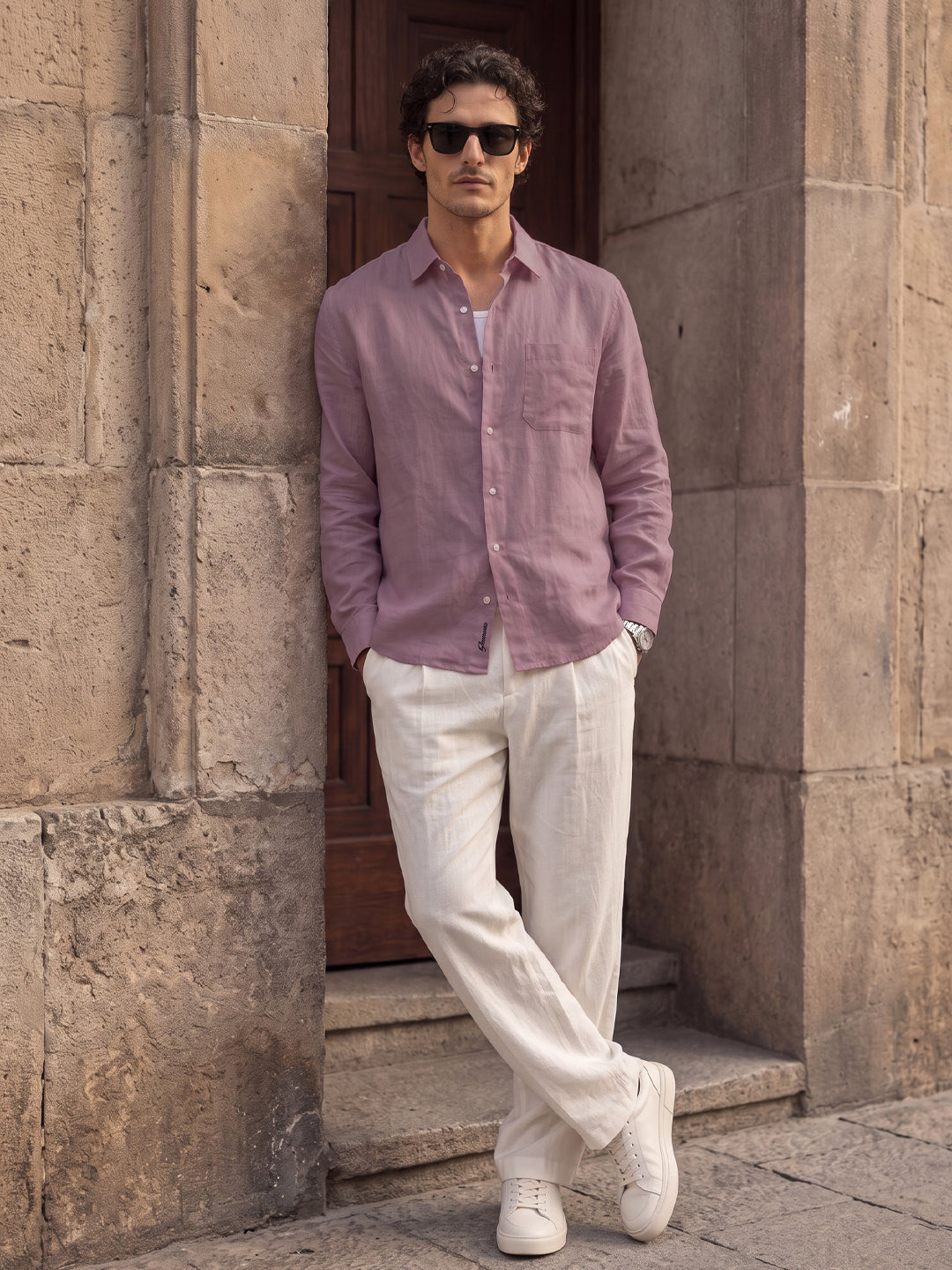 Mauve 100% Linen Shirt