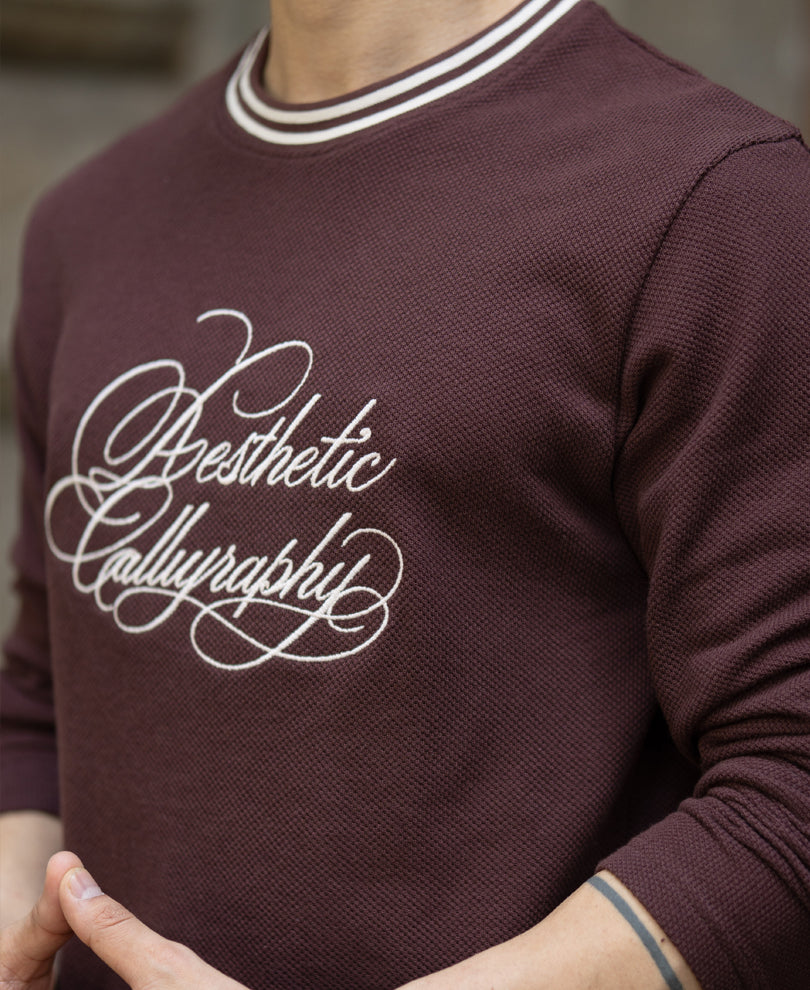 Brown Knit Embroidered T-Shirt
