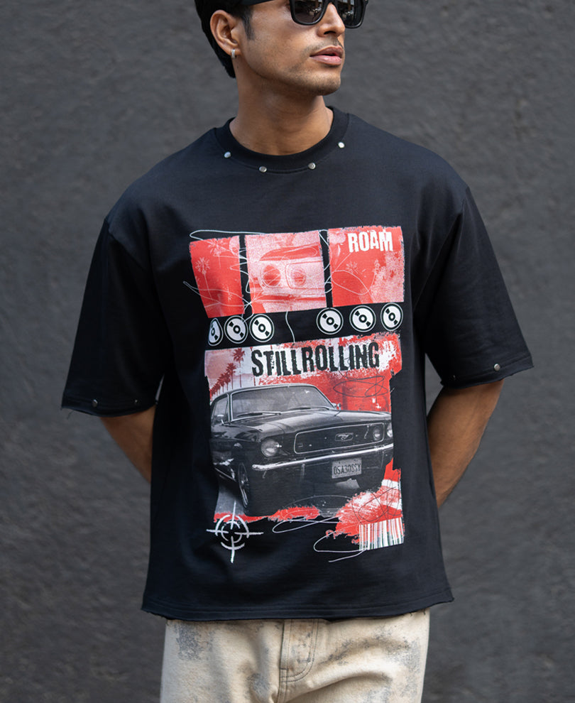 Black Graphic Stud T-Shirt.