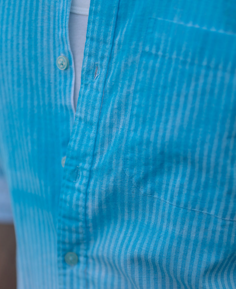 Blue Sprayed Stripe Shirt.