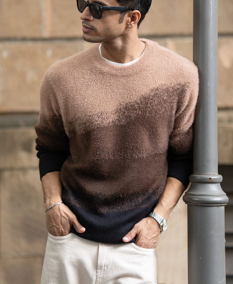 Brown Ombre Jacquard T-Shirt.