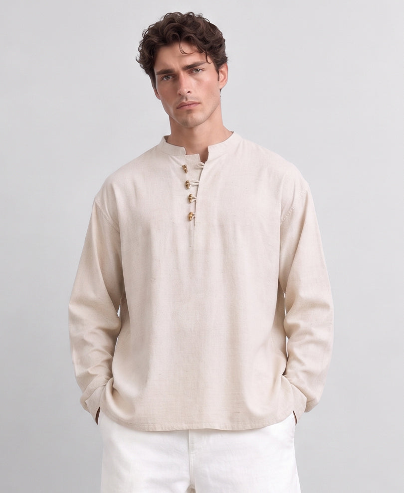 Natural Linen Blend Kurta Shirt