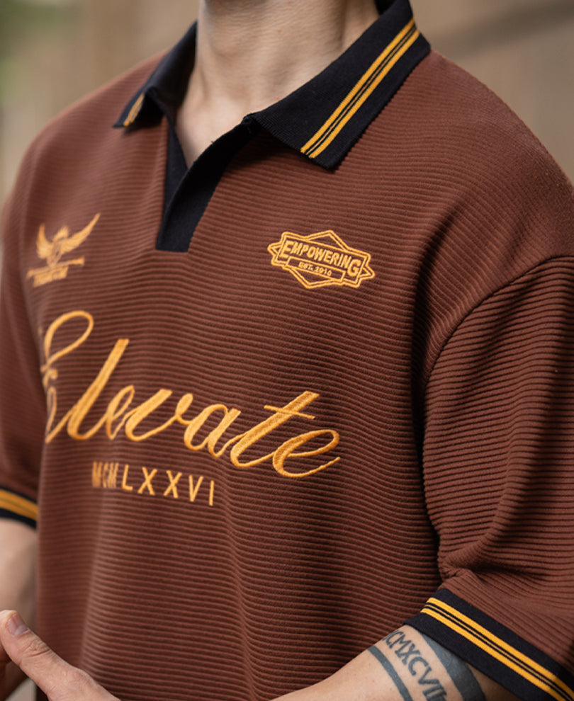 Tan Brown Embroidered T-Shirt