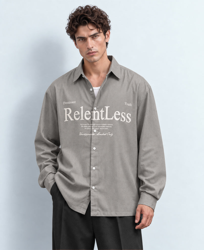Grey Structured Printed Shirt