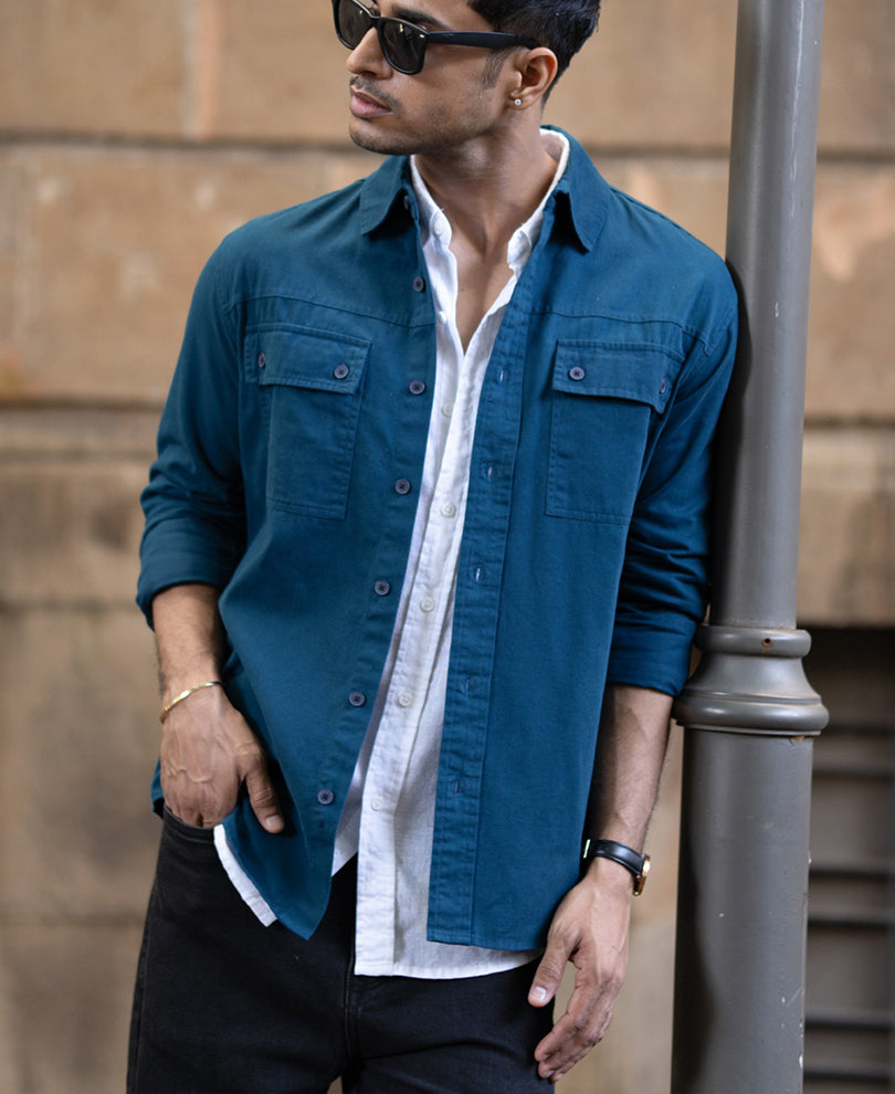 Royal Blue Structured Overshirt.