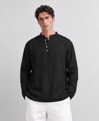 Black Linen Kurta Shirt