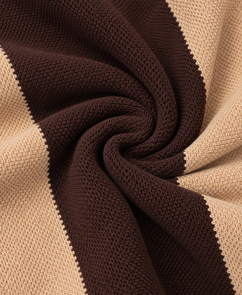 Brown & Beige Striped Knit T-Shirt
