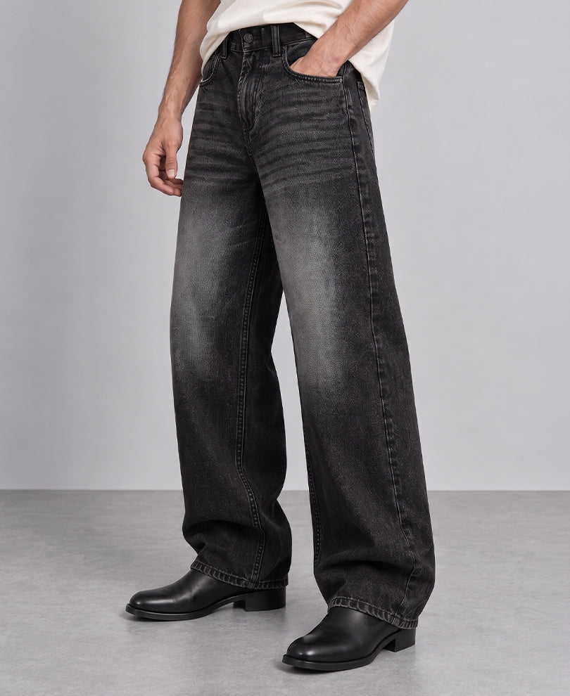 Black Washed Baggy Jeans