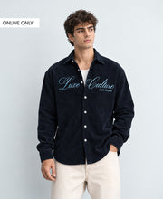 Navy Printed Corduroy Shirt