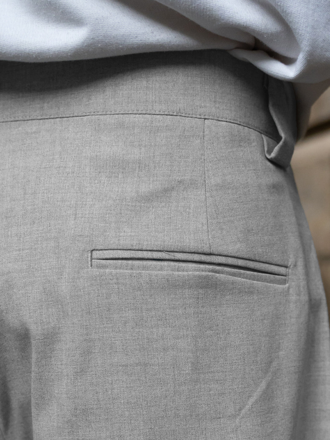 Grey Melange Pleated Trousers