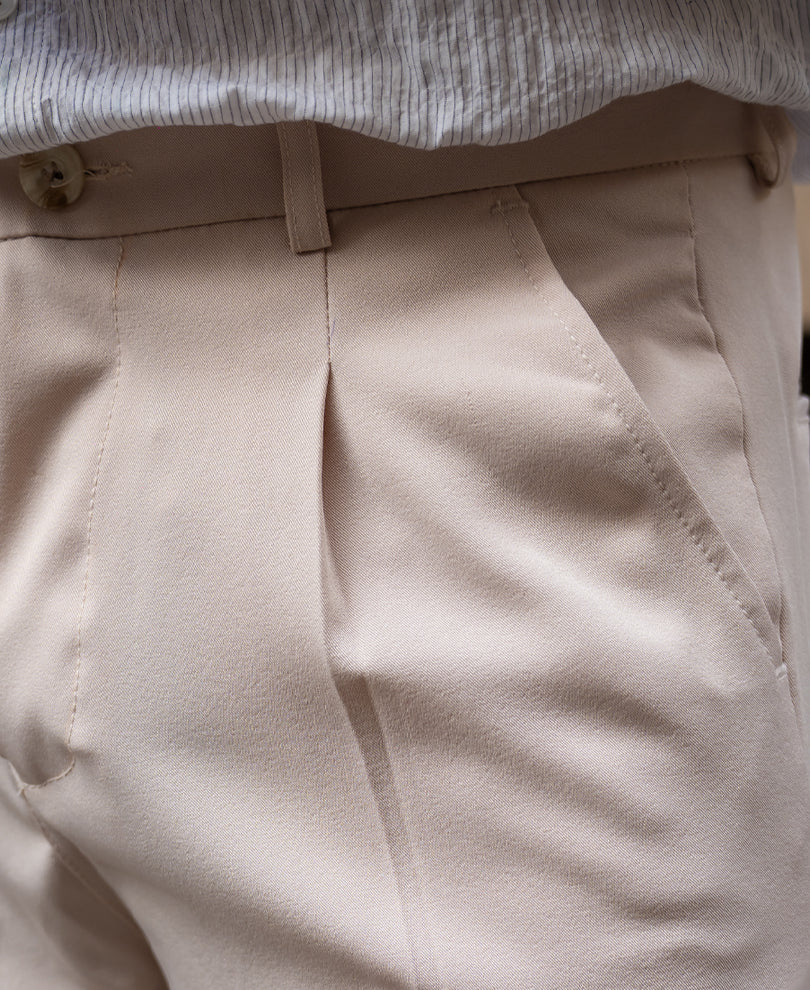 Cream Baggy Fit Korean Pants.