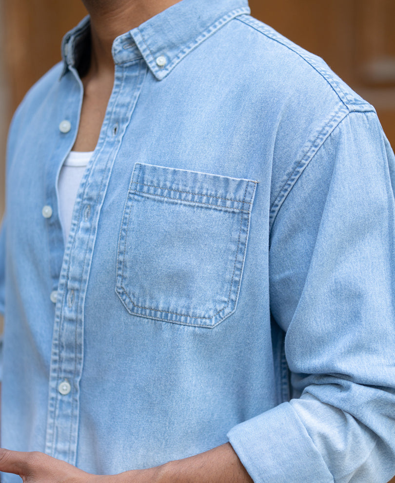 Light Blue Ombre Denim Shirt.