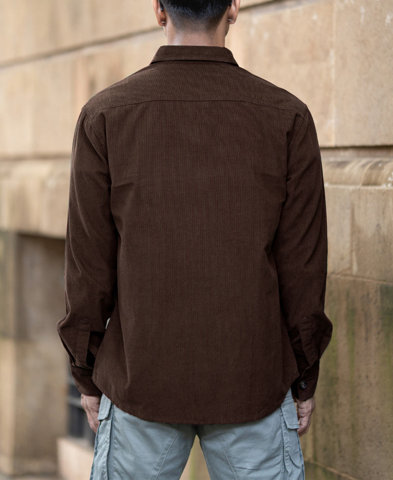 Brown Corduroy Shirt With Pockets.