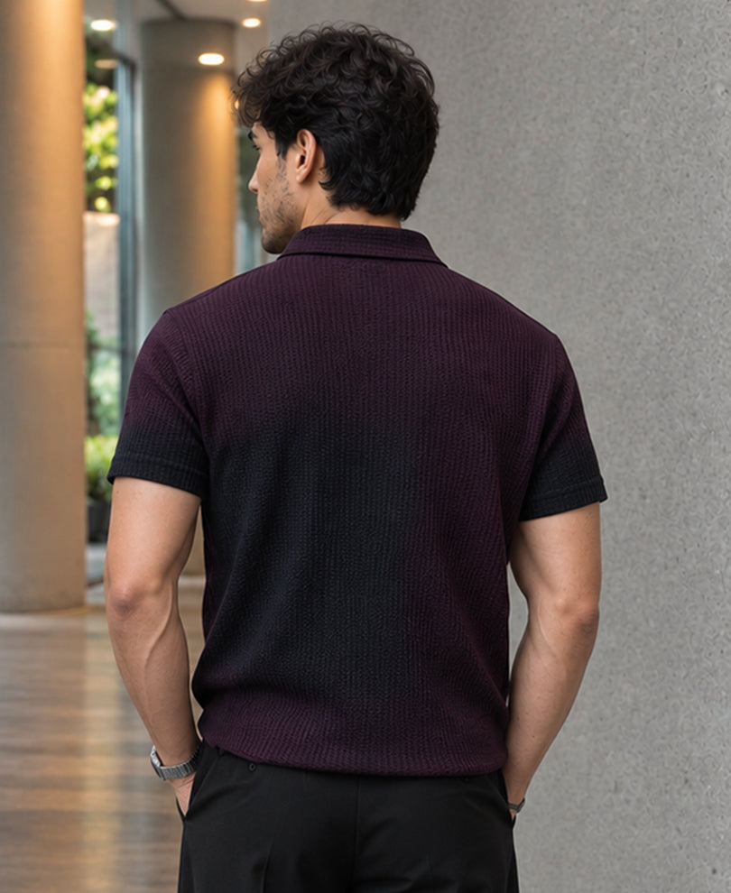Wine Sprayed Structure T-Shirt
