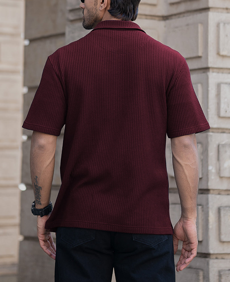 Wine Oversized Half Sleeves T-Shirt.