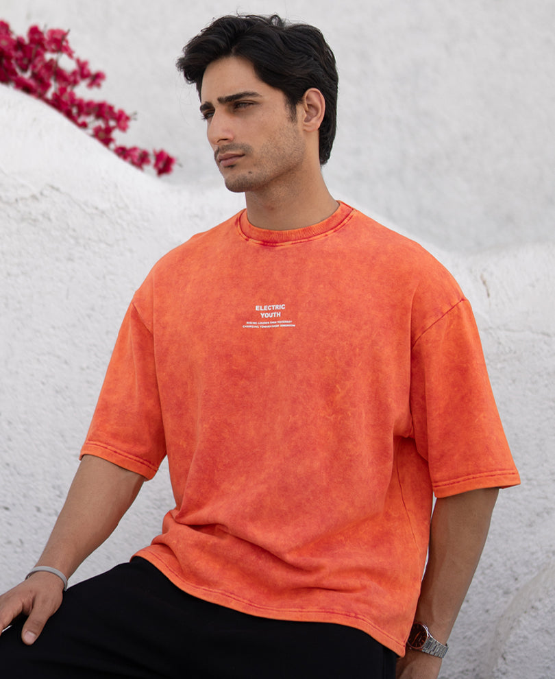 Peach Washed Oversize T-Shirt.