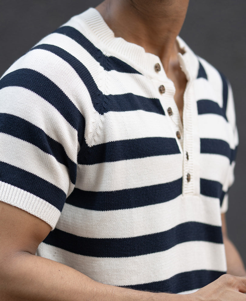 Navy Striped Raglan T-Shirt.