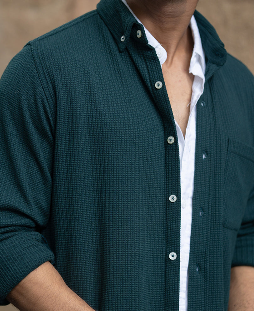 Pine Structured Knit Shirt.
