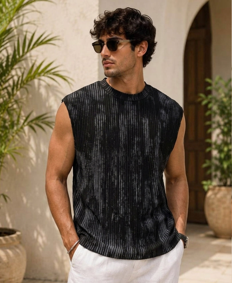 Buy Black Abstract Print Vest for Men | POWERLOOK