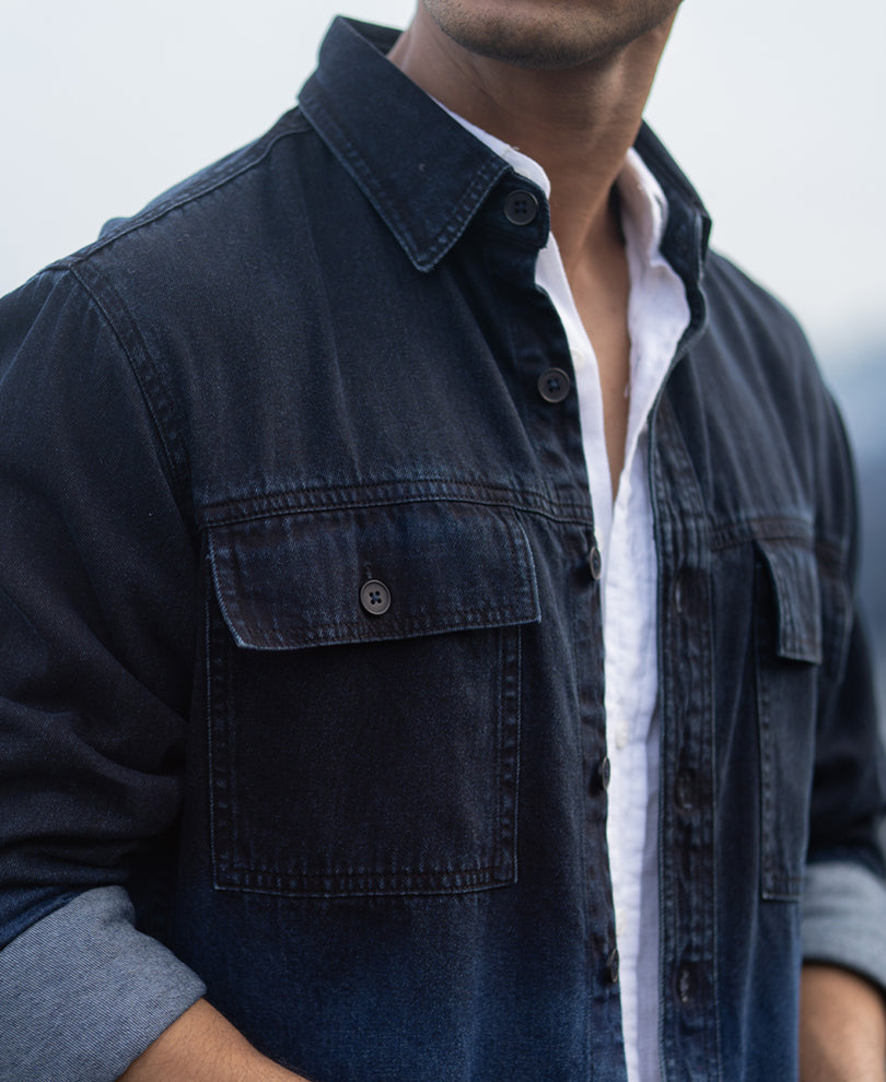Navy Overdyed Structure Shirt