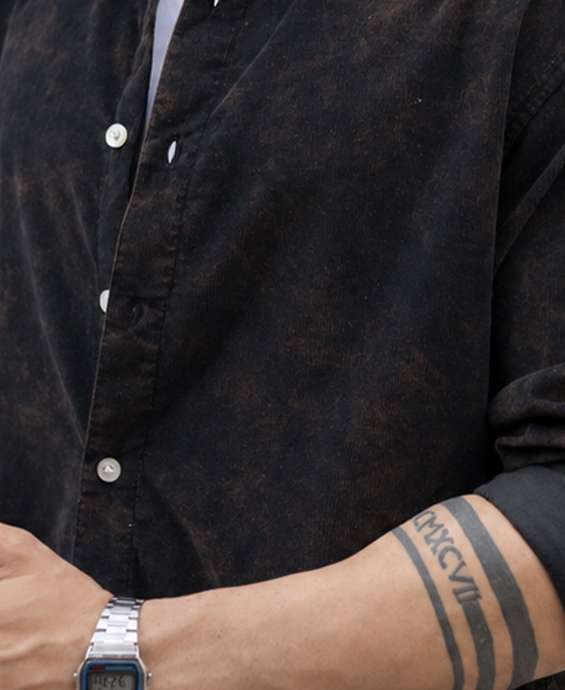 Black Washed Corduroy Shirt 100% Cotton