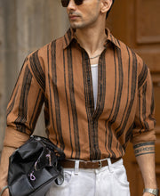 Light Brown Striped Corduroy Shirt.