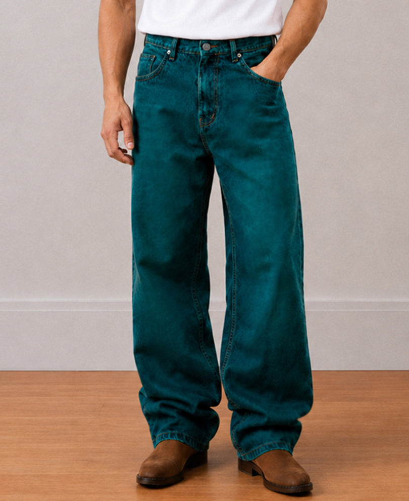 Blue Tinted Baggy Fit Jeans