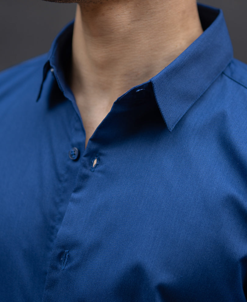 Navy Melange Stretch Shirt.