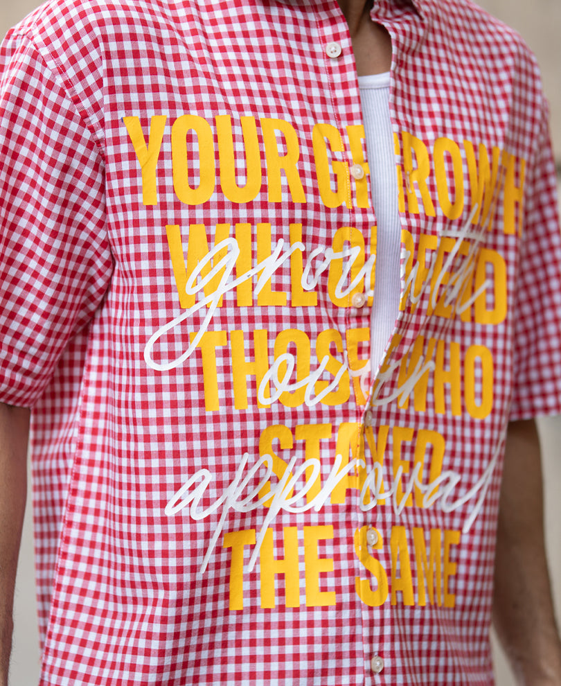 Red Micro Checks Printed Boxy Shirt.