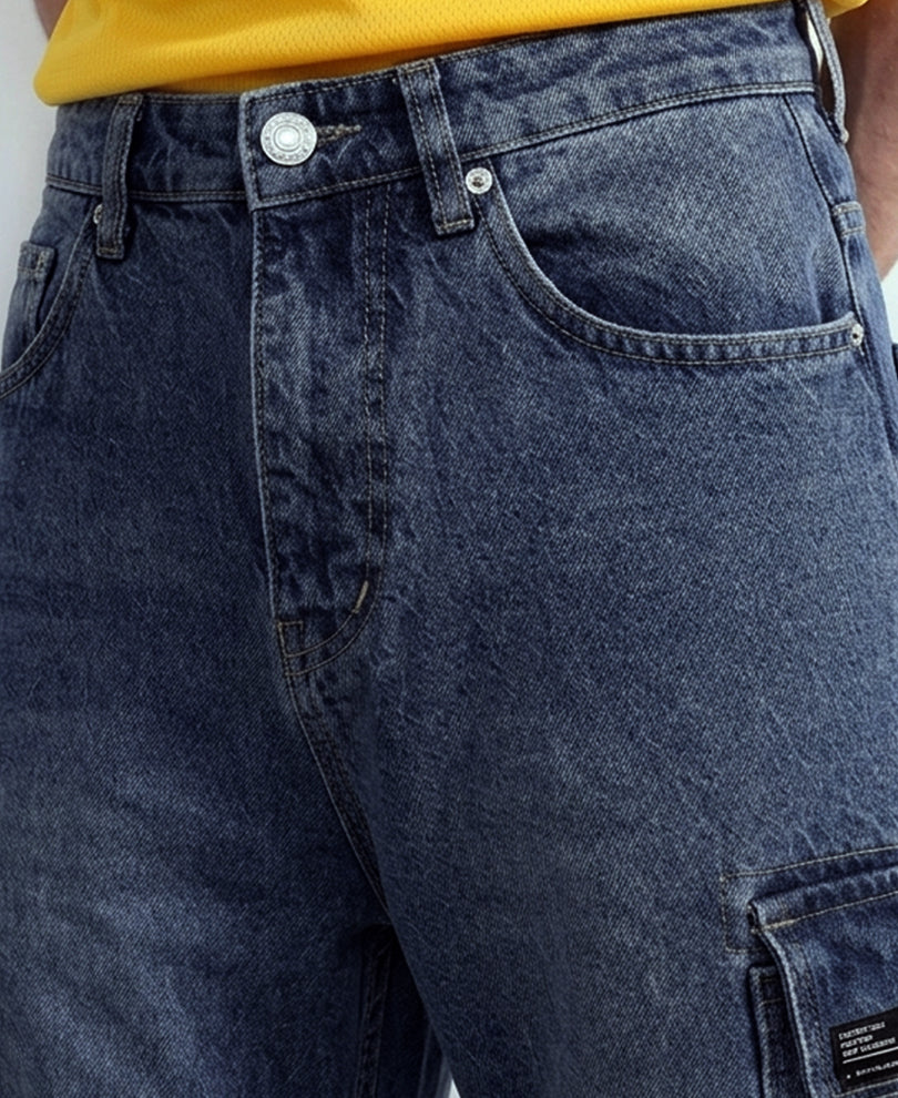 Blue Washed Cargo Jeans