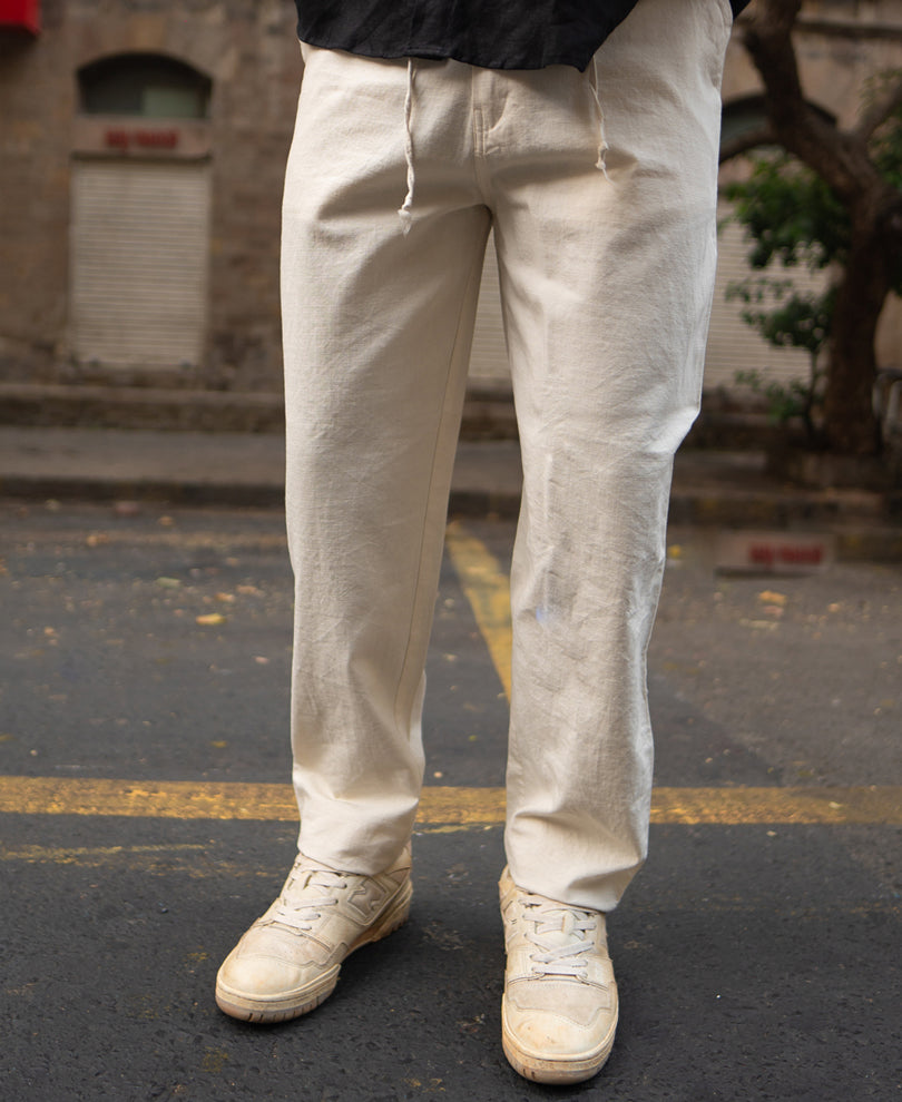Cream Cotton Trousers.