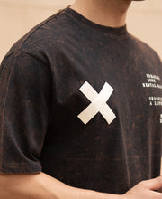 Dark Brown Washed Printed Oversized T-Shirt.