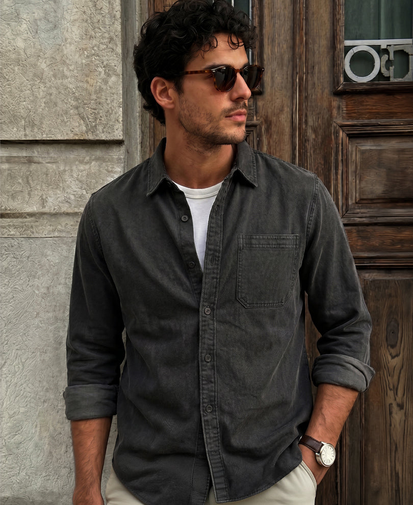 Black washed structured Shirt