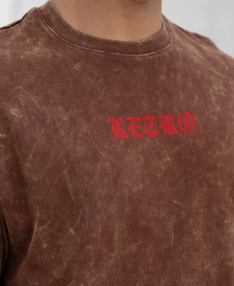 Brown Washed Lego Print T-Shirt.