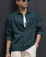 Dark Green Over Dyed Denim Shirt.
