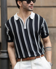 Black & White Stripe Knit T-Shirt.