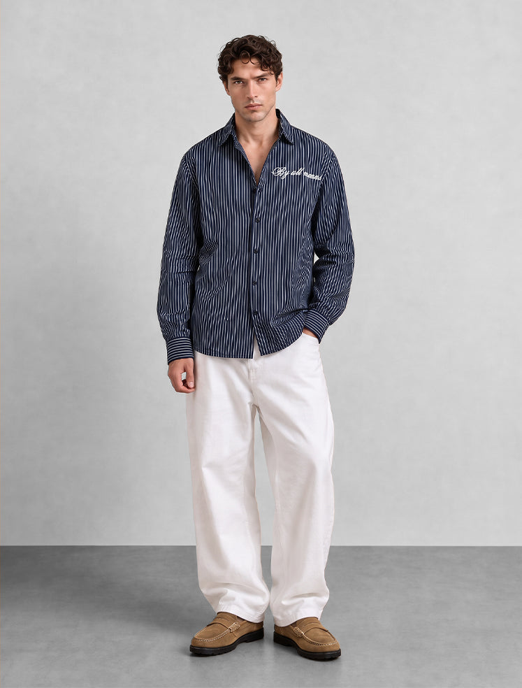 Navy Oxford Striped Shirt