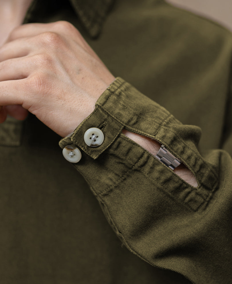 Olive Overdyed Kurta Shirt.