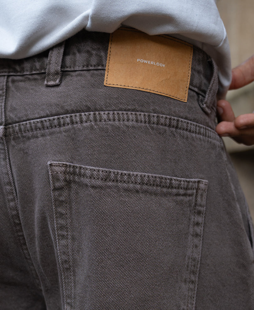 Brown Pleated Washed Barrel Jeans
