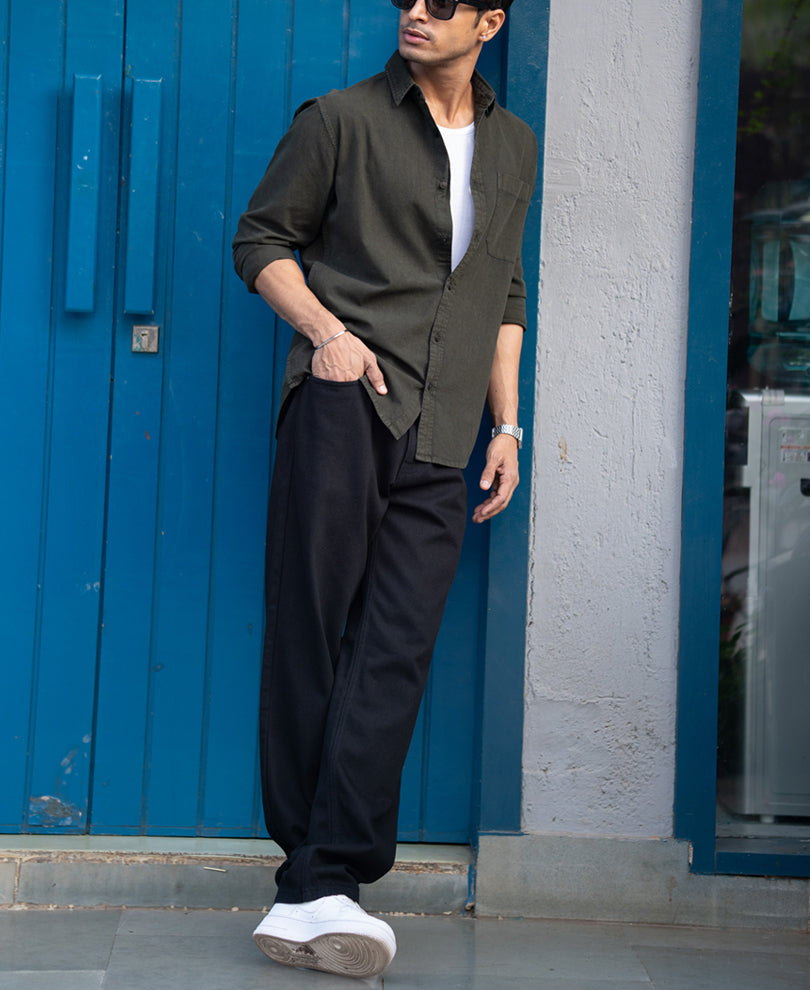 Olive Denim Shirt