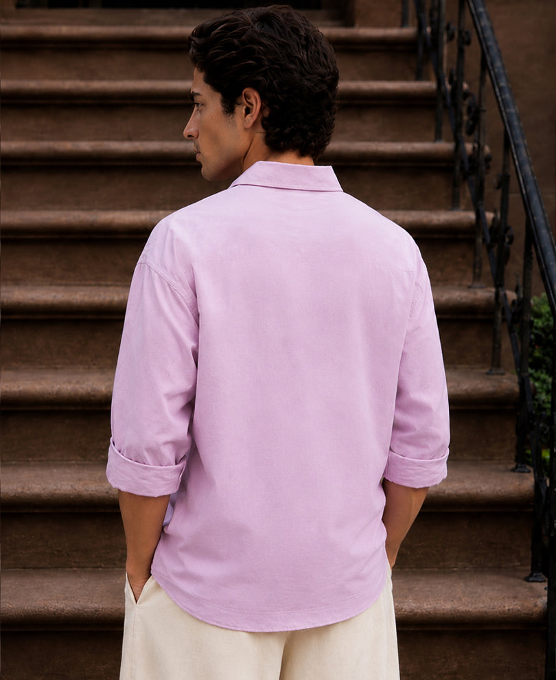 Pastel Pink Structured Printed Shirt