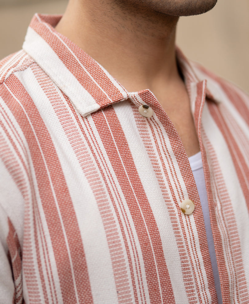 Rust Structure Stripe Shirt.