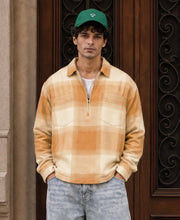 Beige Checks Zipper Shirt